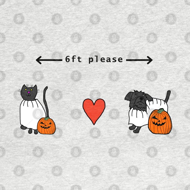 Cat and Dog Social Distancing a Halloween Horror by ellenhenryart